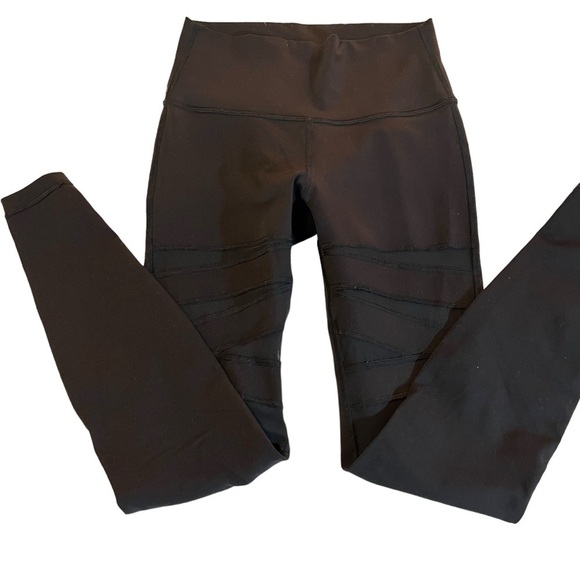 Lululemon Wunder Under Pant High Rise*Tech Mesh 28" Black Yoga 2 lace inset - Picture 13 of 16